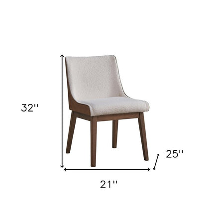 Set of Two White and Brown Velvet Dining Side Chairs