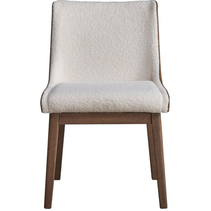 Set of Two White and Brown Velvet Dining Side Chairs