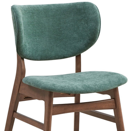 Set of Two Green and Brown Fabric Open Back Dining Side Chairs