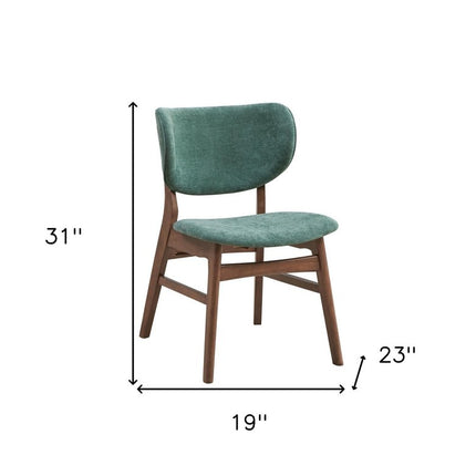 Set of Two Green and Brown Fabric Open Back Dining Side Chairs