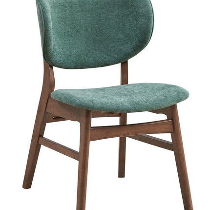 Set of Two Green and Brown Fabric Open Back Dining Side Chairs