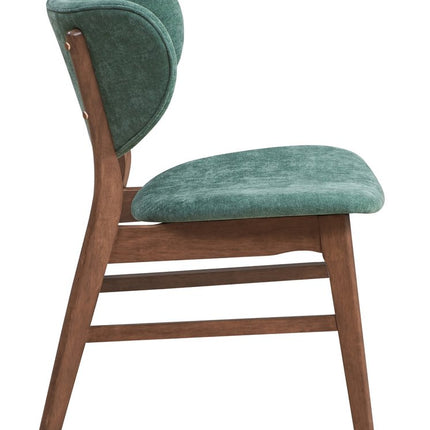 Set of Two Green and Brown Fabric Open Back Dining Side Chairs