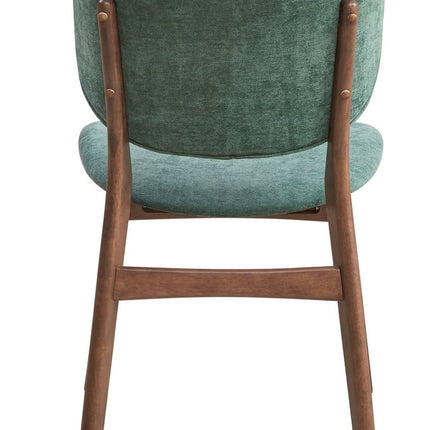Set of Two Green and Brown Fabric Open Back Dining Side Chairs