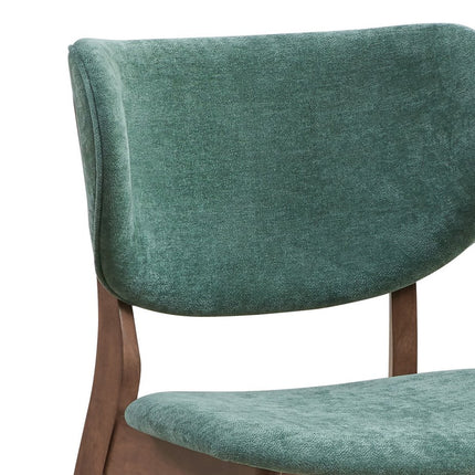 Set of Two Green and Brown Fabric Open Back Dining Side Chairs