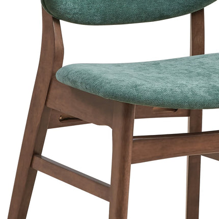 Set of Two Green and Brown Fabric Open Back Dining Side Chairs