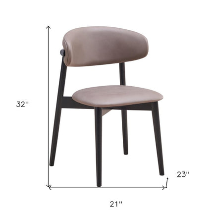 Set of Two Gray and Black Fabric Open Back Dining Side Chairs
