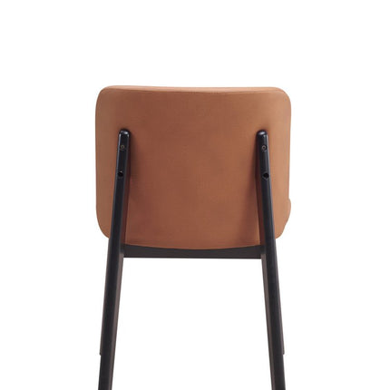Set of Two Camel and Black Fabric Wing Back Dining Side Chairs