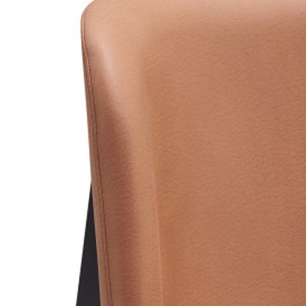 Set of Two Camel and Black Fabric Wing Back Dining Side Chairs