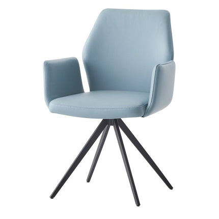Light Blue and Black Upholstered Leather Dining Side Chair