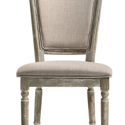 Set of Two Gray Upholstered Fabric And Solid Wood Dining Side Chairs