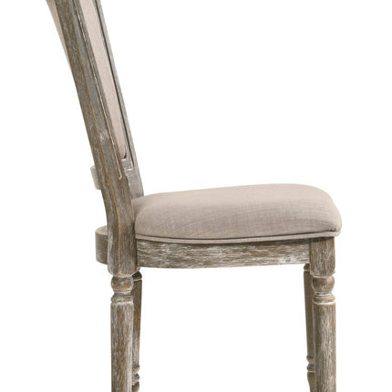 Set of Two Gray Upholstered Fabric And Solid Wood Dining Side Chairs