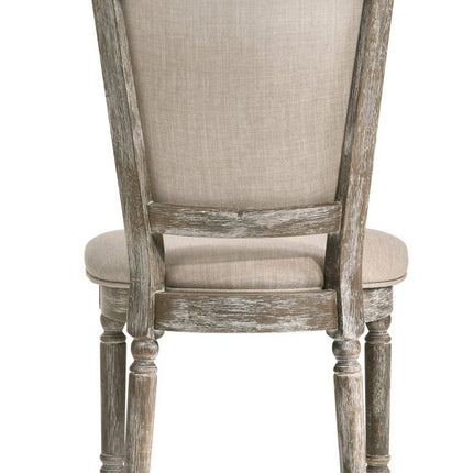 Set of Two Gray Upholstered Fabric And Solid Wood Dining Side Chairs