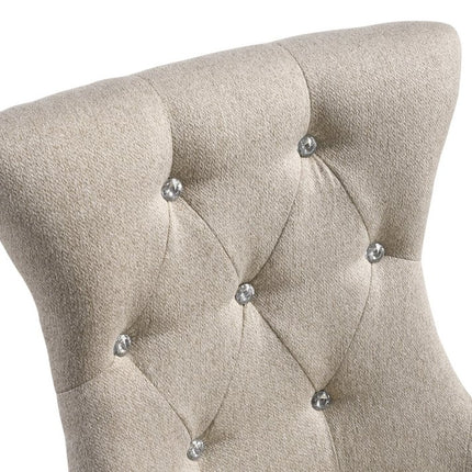 Set of Two Gray Tufted Fabric Dining Side Chairs