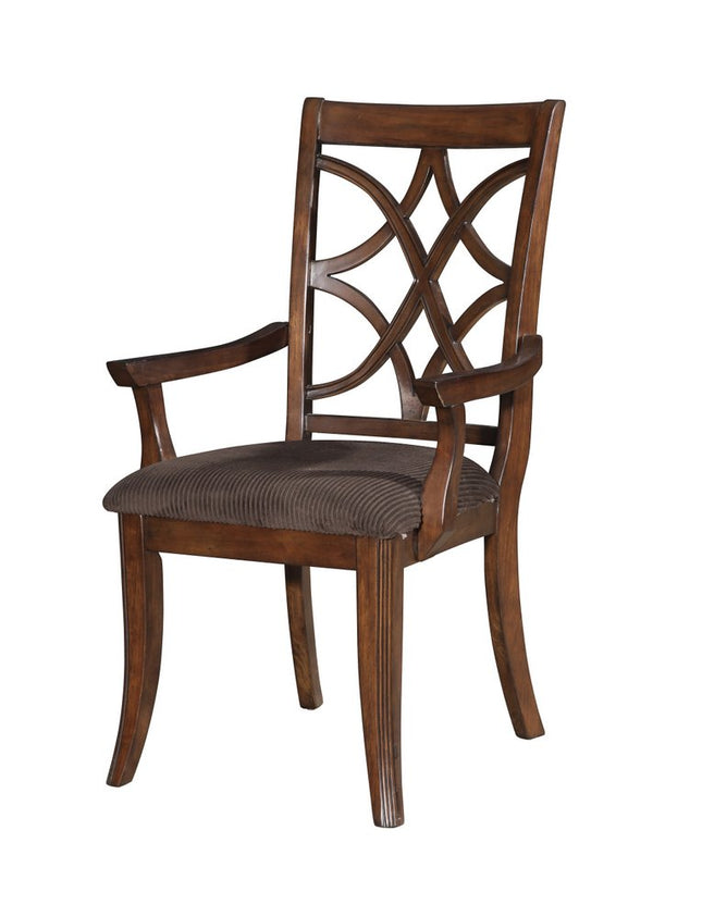 Set of Two Brown Upholstered Microfiber And Solid Wood Open Back Dining Arm Chairs HomeRoots