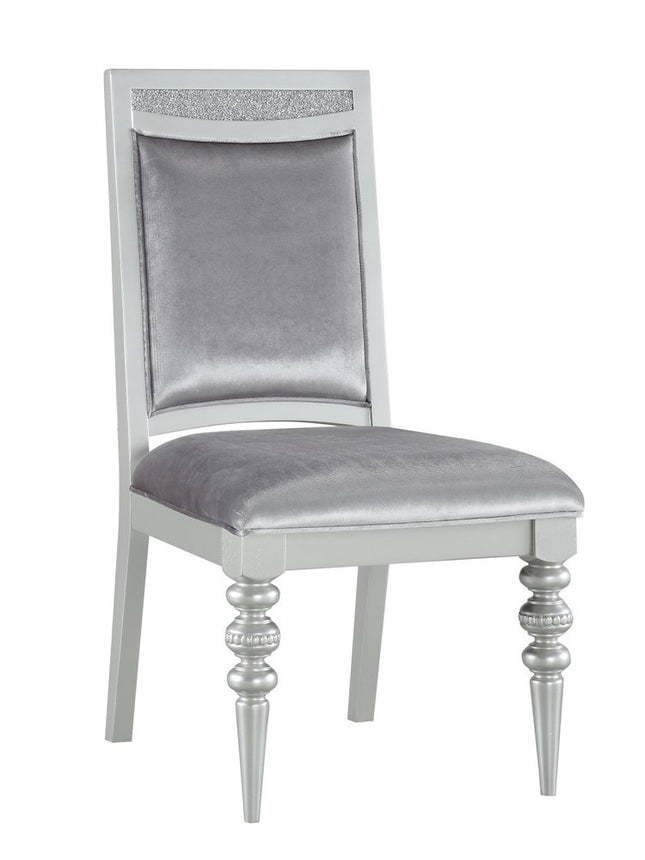 Set of Two Platinum Fabric Dining Side Chairs