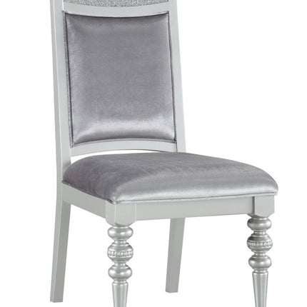 Set of Two Platinum Fabric Dining Side Chairs