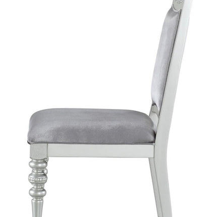 Set of Two Platinum Fabric Dining Side Chairs