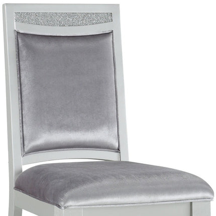 Set of Two Platinum Fabric Dining Side Chairs