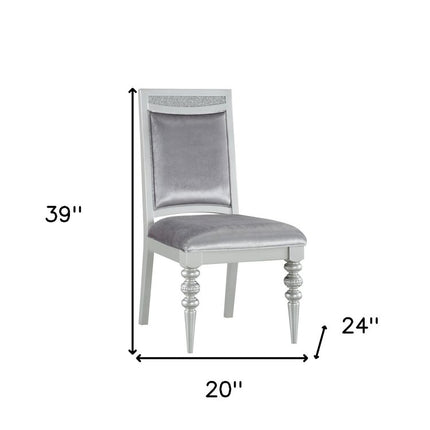 Set of Two Platinum Fabric Dining Side Chairs