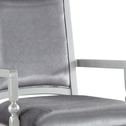 Set of Two Platinum Fabric Dining Arm Chairs