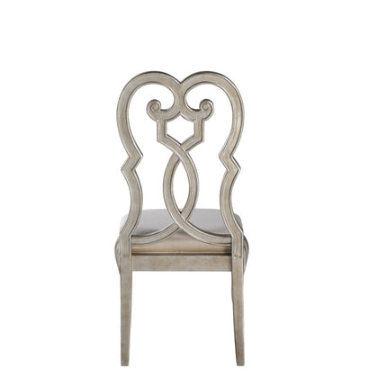 Set of Two Ivory and Champagne Upholstered Velvet And Solid Wood Dining Side Chairs