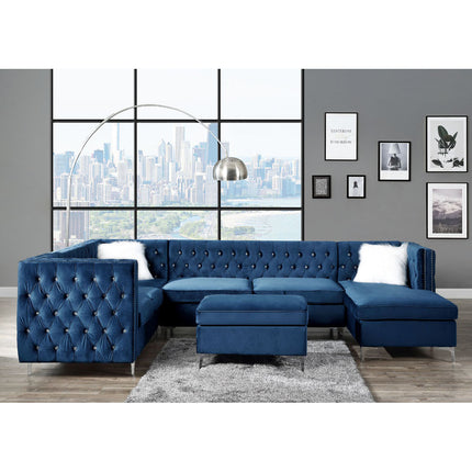 ACME 57341 Jaszira Modular - Armless Loveseat with 2 Pillows, Blue Velvet