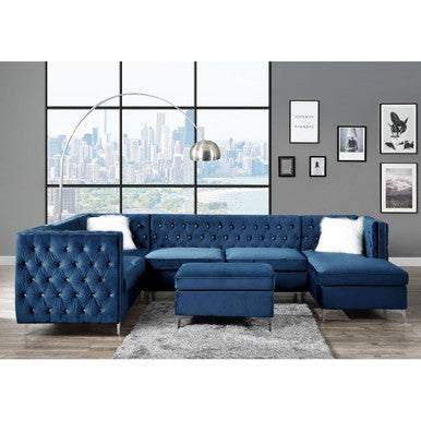 ACME 57342 Jaszira Modular - Armless Sofa, Blue Velvet ACME Furniture