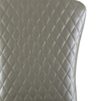 Set of Two Gray and Bone Tufted Faux Leather Dining Side Chairs