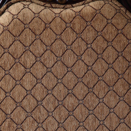 Set of Two Tan and Espresso Fabric Dining Side Chairs