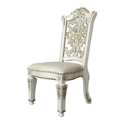 Set of Two Dark Blue and Pearl Faux Leather Dining Side Chairs