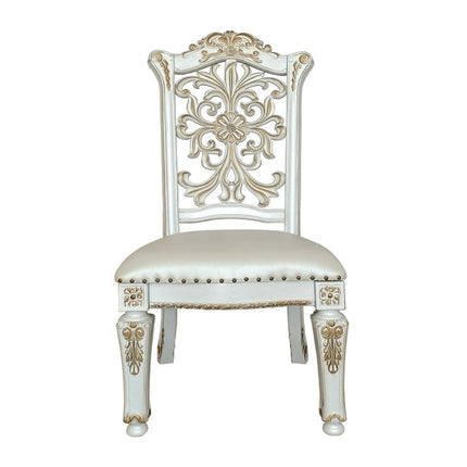Set of Two Dark Blue and Pearl Faux Leather Dining Side Chairs