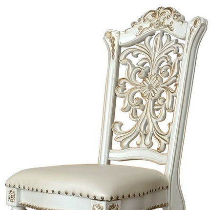 Set of Two Dark Blue and Pearl Faux Leather Dining Side Chairs