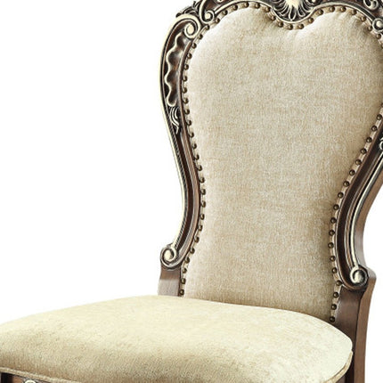 Set of Two Gray and Oak Upholstered Chenille And Solid Wood Dining Side Chairs