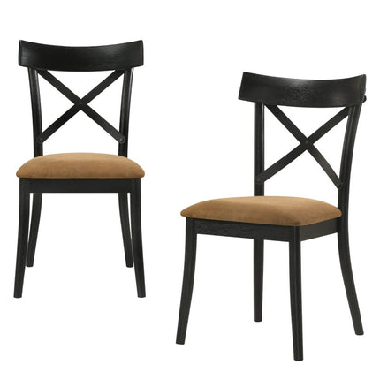 Set of Two Gray and Black Faux Leather Cross Back Dining Side Chairs
