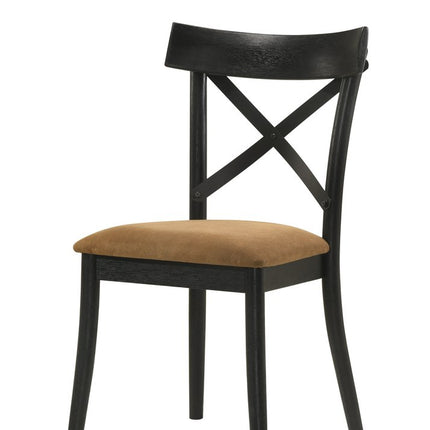 Set of Two Gray and Black Faux Leather Cross Back Dining Side Chairs