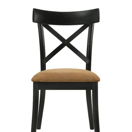 Set of Two Gray and Black Faux Leather Cross Back Dining Side Chairs