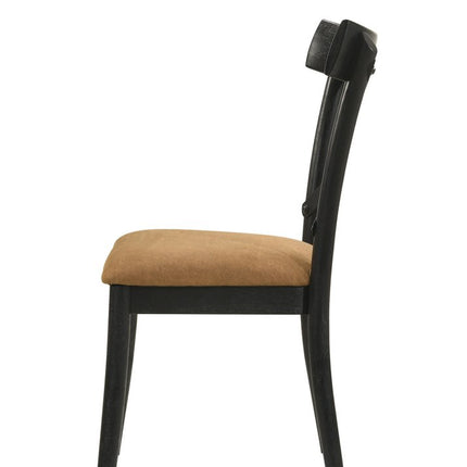 Set of Two Gray and Black Faux Leather Cross Back Dining Side Chairs