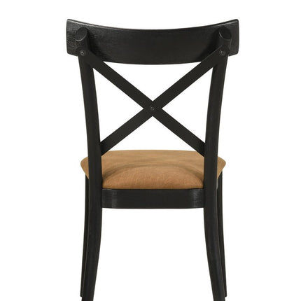 Set of Two Gray and Black Faux Leather Cross Back Dining Side Chairs