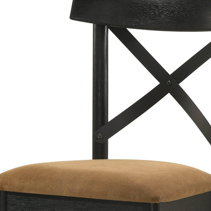 Set of Two Gray and Black Faux Leather Cross Back Dining Side Chairs