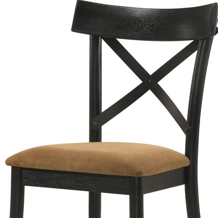 Set of Two Gray and Black Faux Leather Cross Back Dining Side Chairs