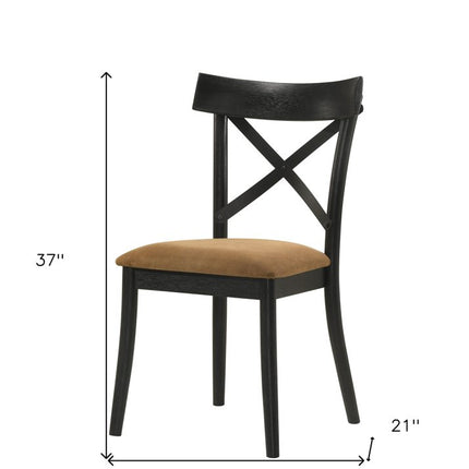 Set of Two Gray and Black Faux Leather Cross Back Dining Side Chairs