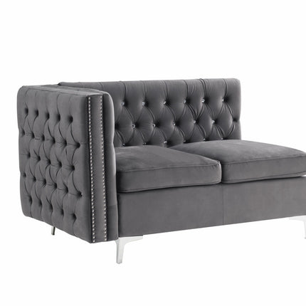 ACME 57371 Jaszira Modular - Armless Loveseat with 2 Pillows, Gray Velvet