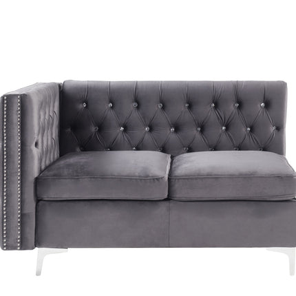 ACME 57371 Jaszira Modular - Armless Loveseat with 2 Pillows, Gray Velvet