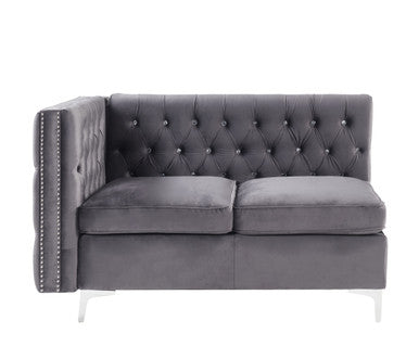 ACME 57371 Jaszira Modular - Armless Loveseat with 2 Pillows, Gray Velvet ACME Furniture
