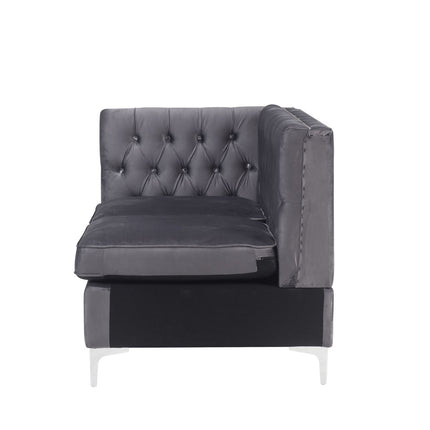 ACME 57371 Jaszira Modular - Armless Loveseat with 2 Pillows, Gray Velvet