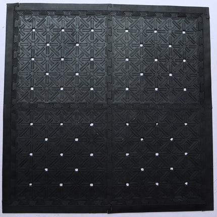 Set Of Four Square Interlocking Black Rubber Indoor Outdoor Mats HomeRoots