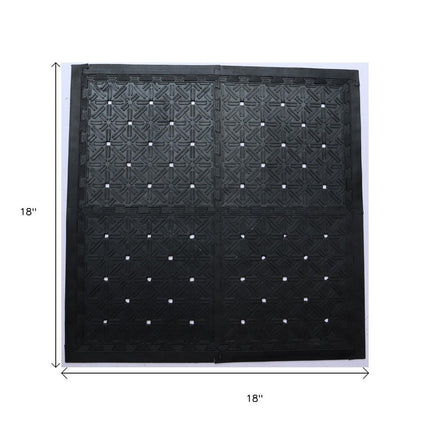 Set Of Four Square Interlocking Black Rubber Indoor Outdoor Mats HomeRoots