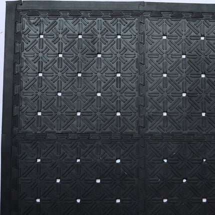 Set Of Four Square Interlocking Black Rubber Indoor Outdoor Mats HomeRoots