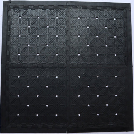 Set Of Four Square Interlocking Black Rubber Indoor Outdoor Mats HomeRoots