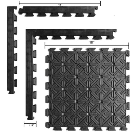 Set Of Four Square Interlocking Black Rubber Indoor Outdoor Mats HomeRoots